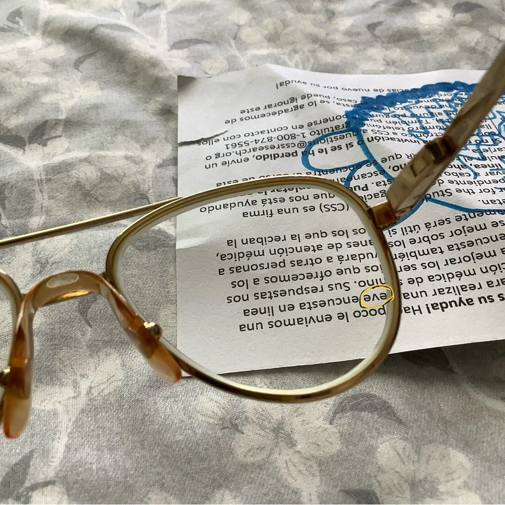 Vintage SRO 90s French Browline Glasses Blue Gold Frame